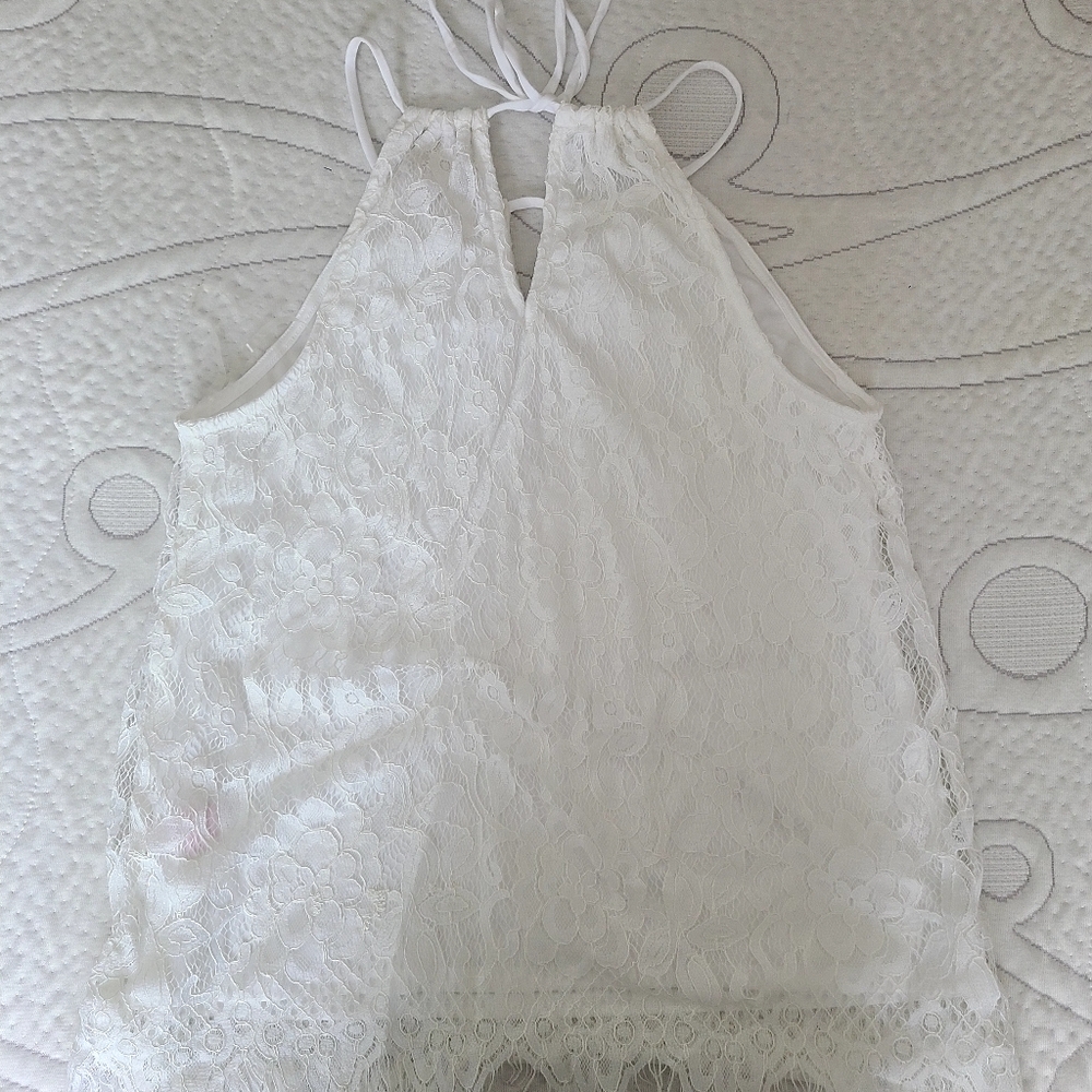 No Boundaries White Backless Cut Out Tank Top